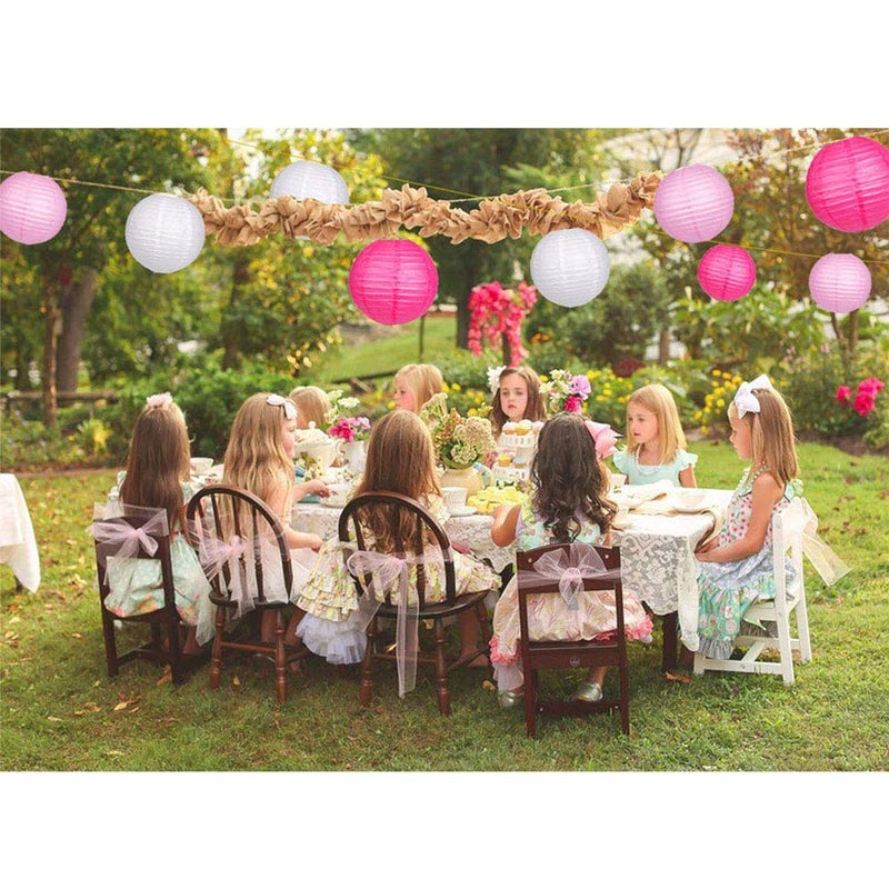 zilue 24pcs Hanging Round Paper Lanterns for Wedding Birthday Party Baby Showers Decoration Pink/White - Image 4